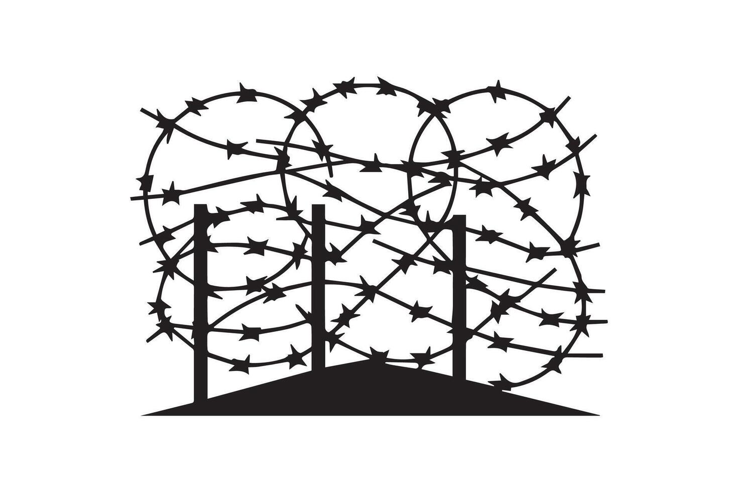 Barbed wire fence with barbed wire fence symbol isolated on white background vector