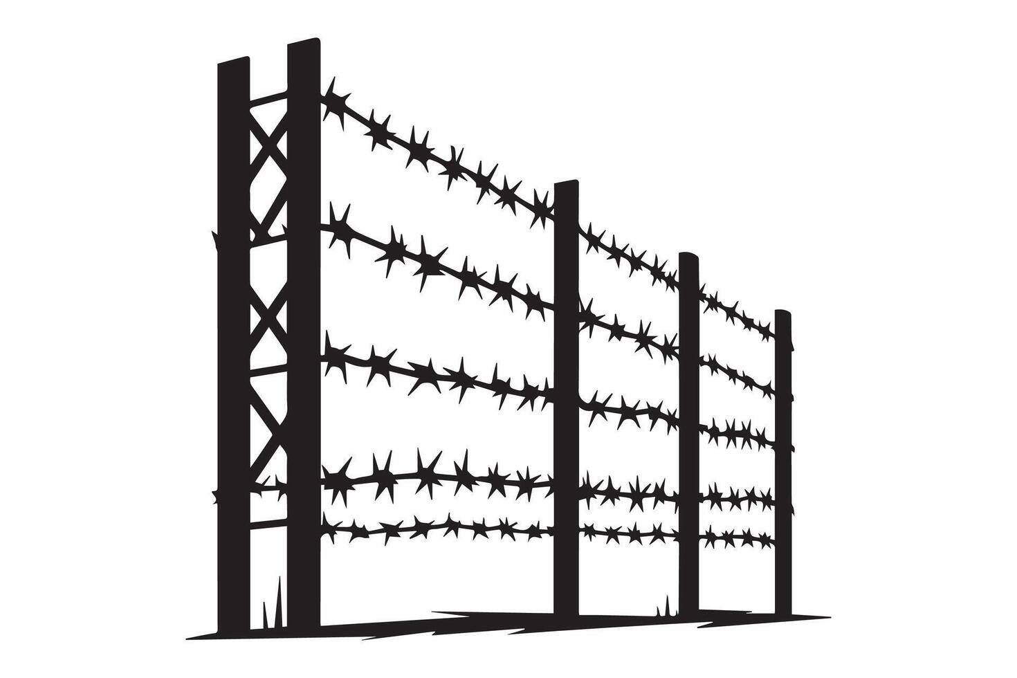 Barbed wire fence vector