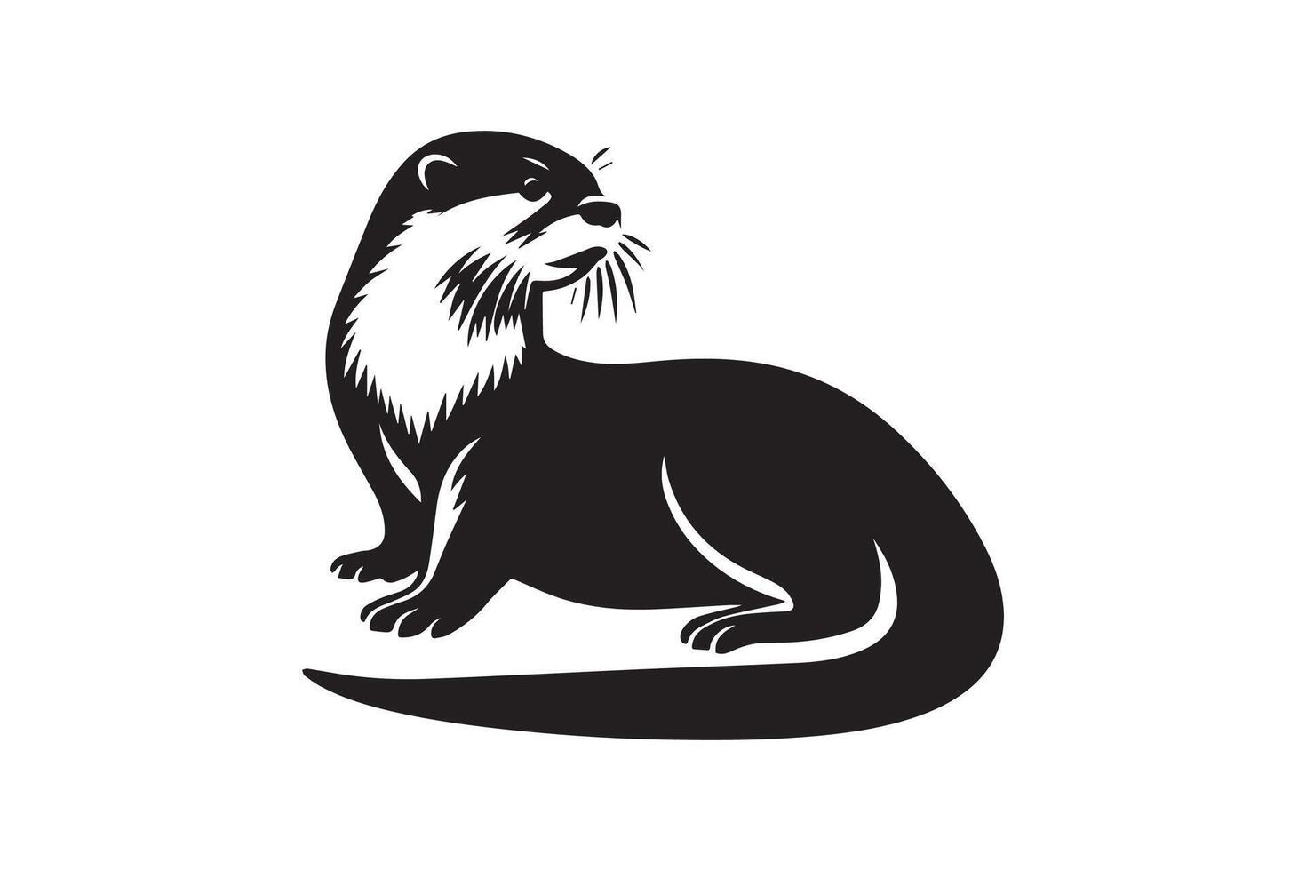 Otter, black and white silhouette on white background vector