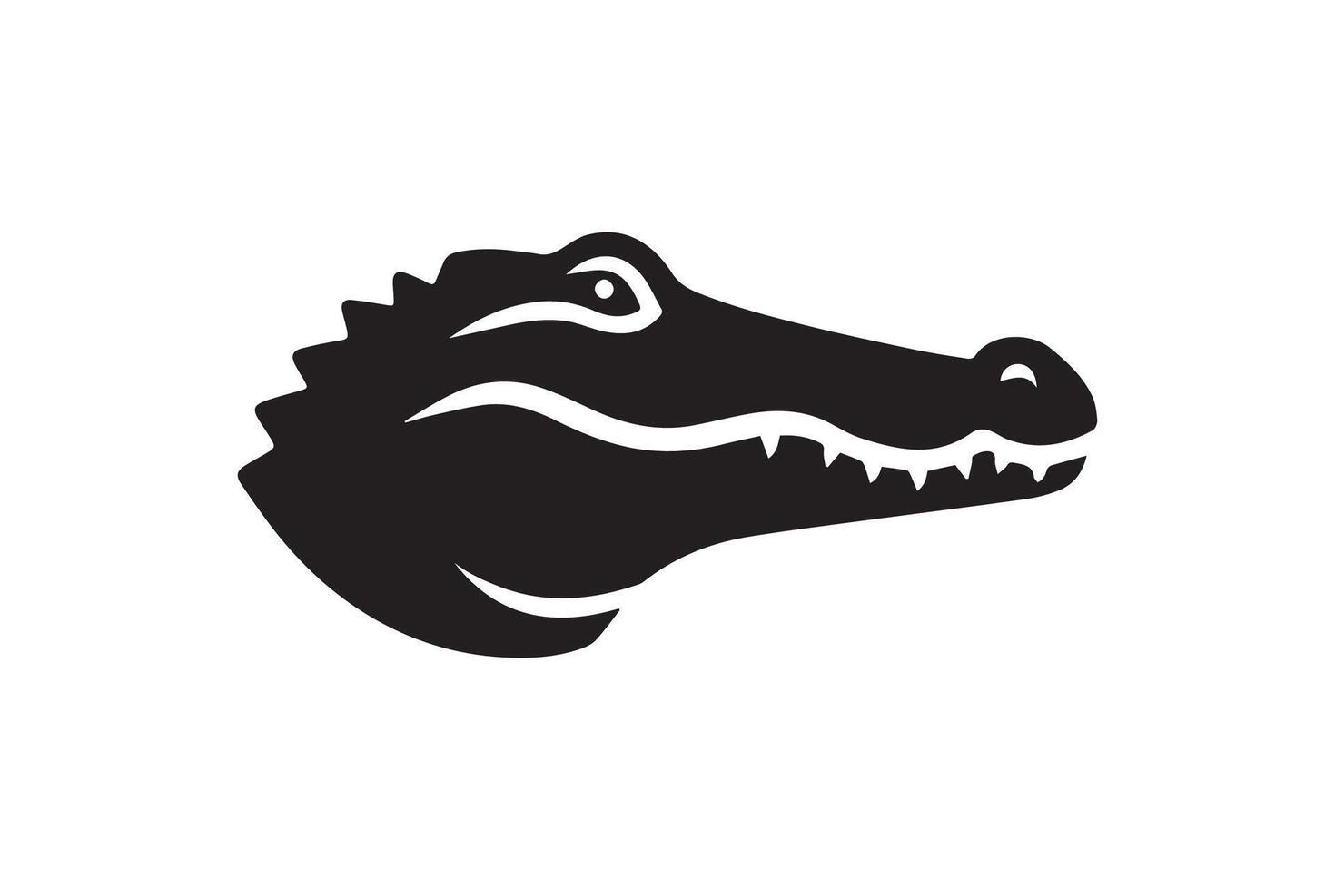 A black and white logo of a crocodile vector