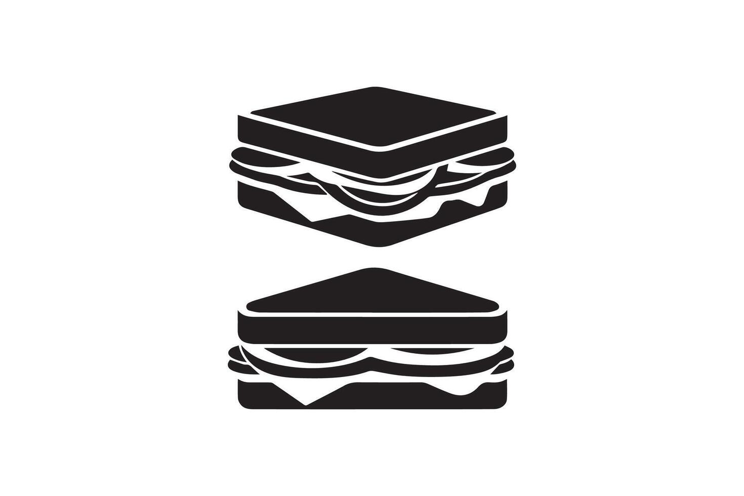 Sandwich icon set, black and white illustration vector