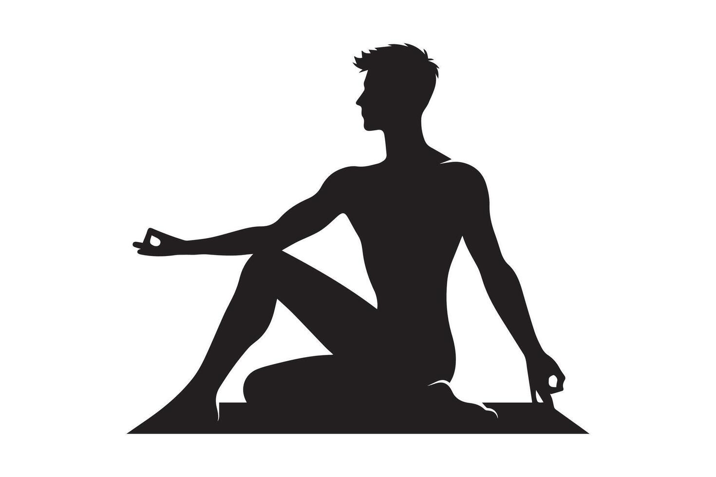 Silhouette of a man sitting in a yoga pose vector