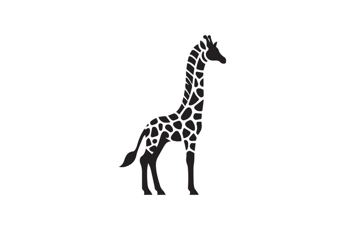 A black and white silhouette of a giraffe vector