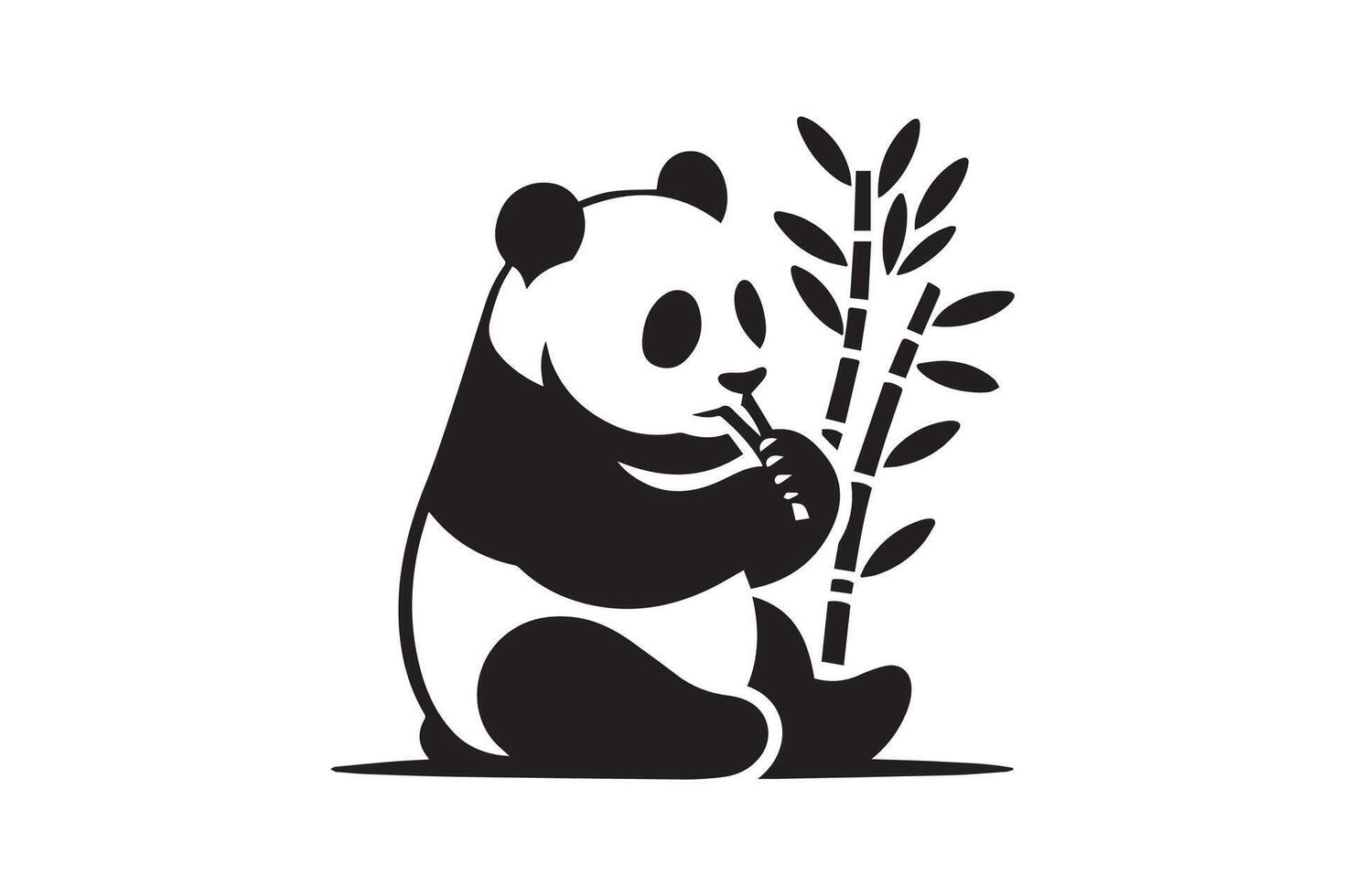 A panda bear eating bamboo on a white background vector