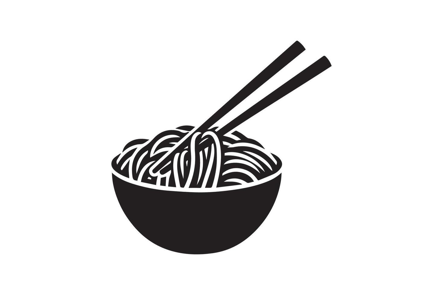 Noodles with chopsticks icon illustration vector