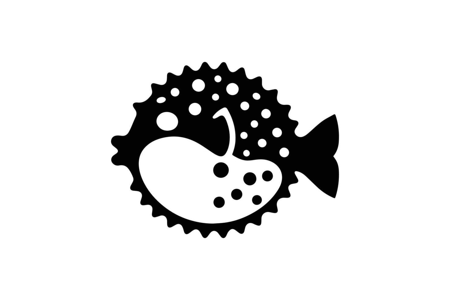 A black and white puffer fish logo vector