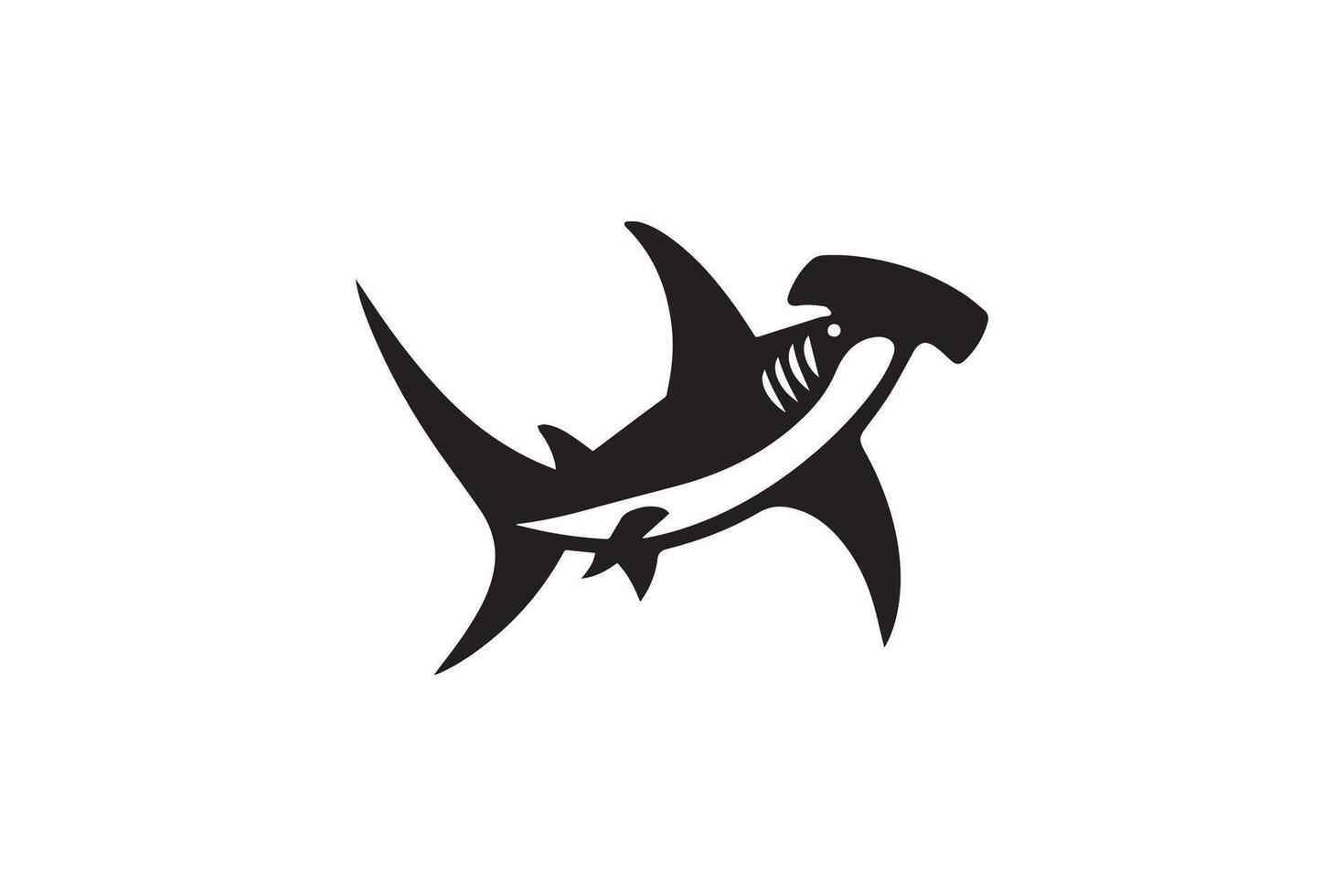 A shark is shown in a black and white logo vector