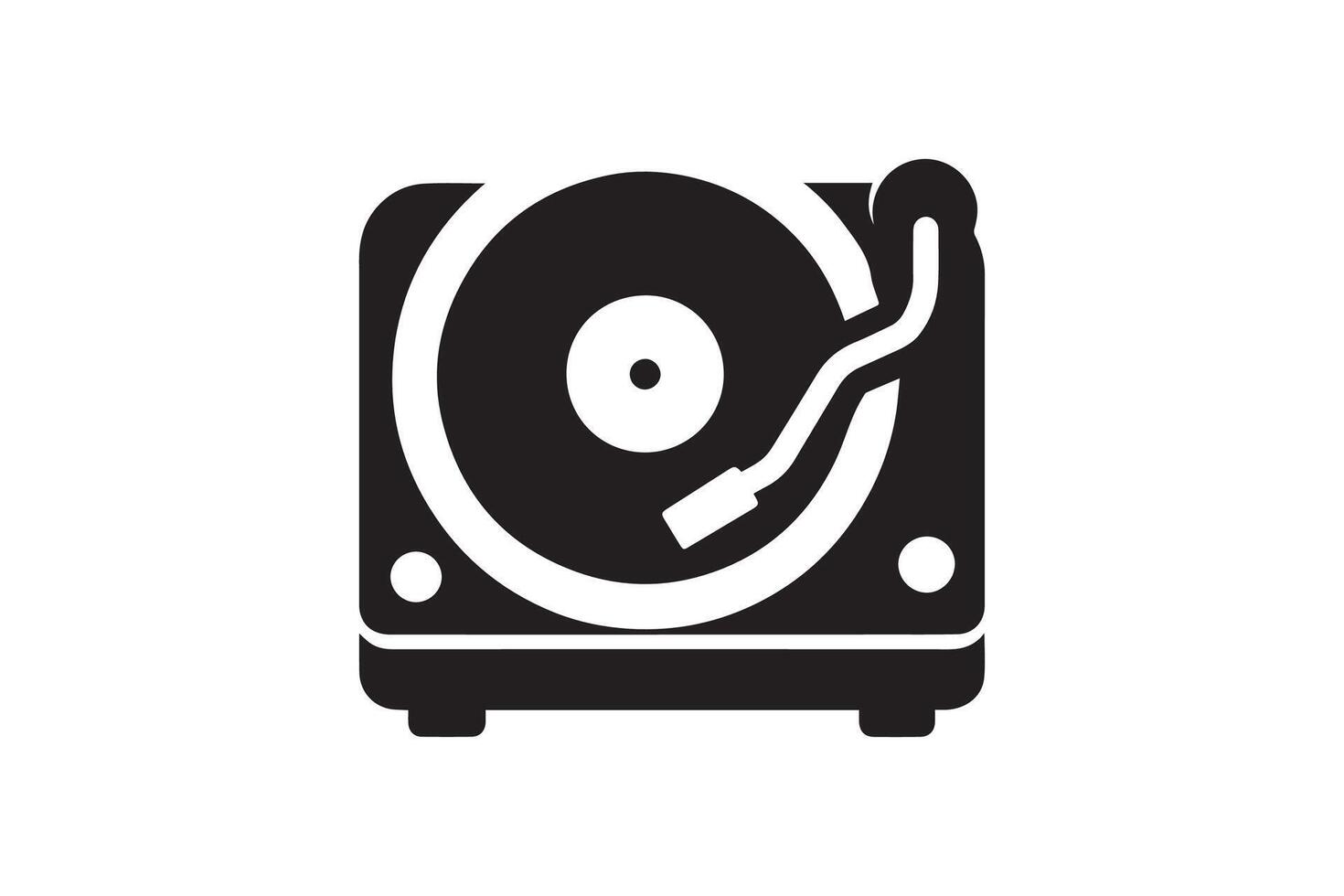 A black and white illustration of a turntable vector