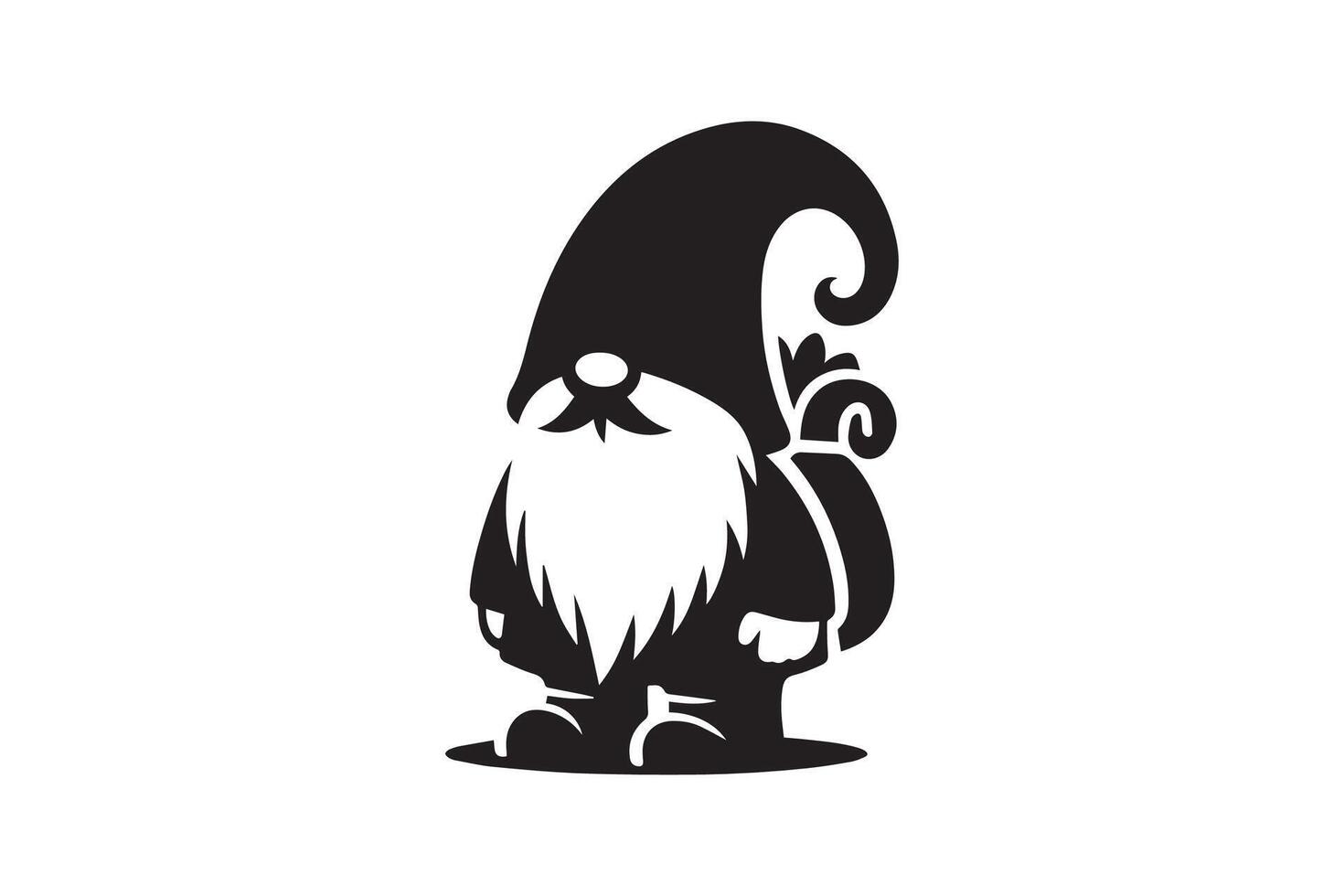 A black and white logo of a gnome vector