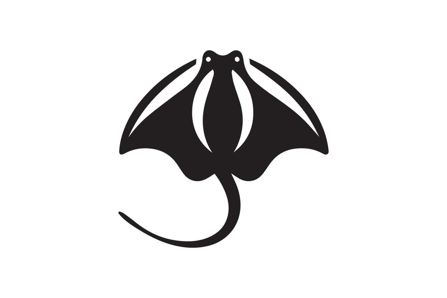 A black and white illustration of a stingray vector