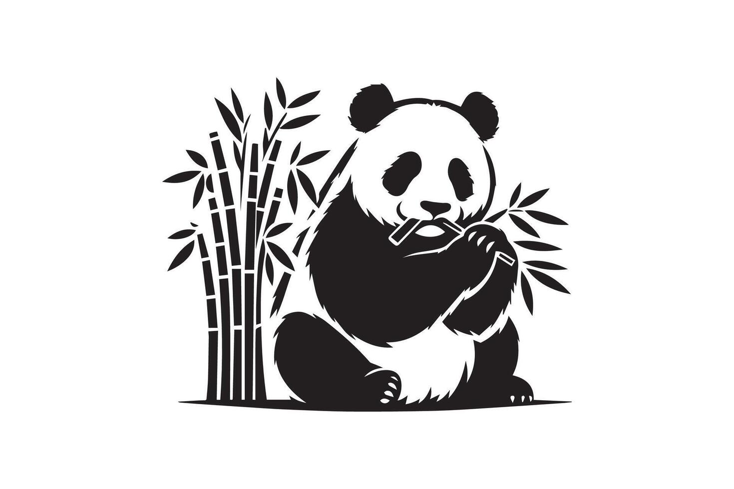 Panda bear eating bamboo on a white background vector