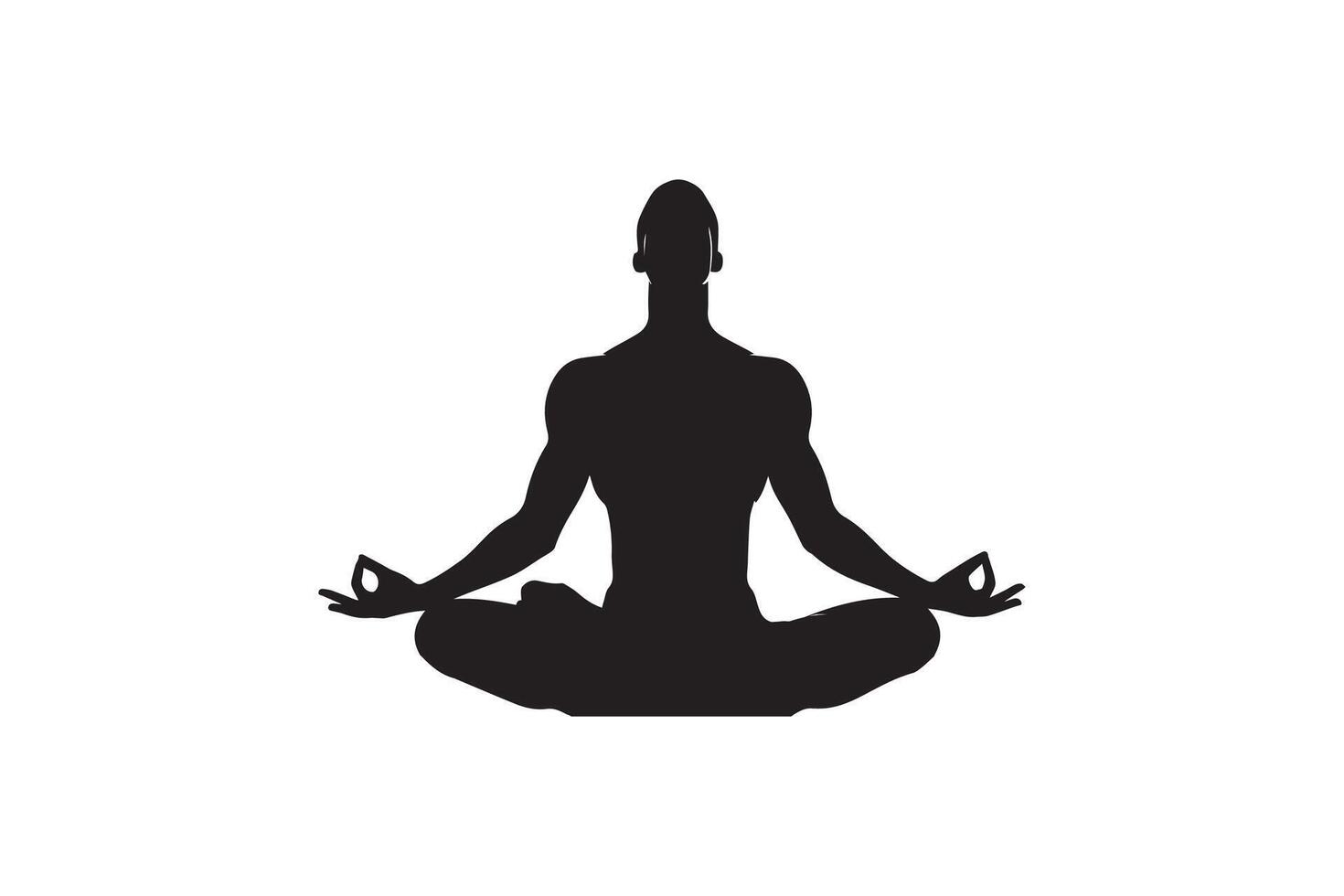 Silhouette of a man in lotus position on a white background vector