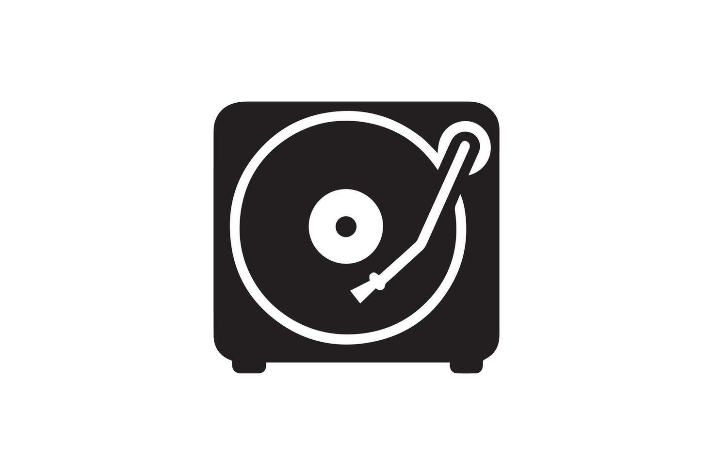 A black and white image of a turntable vector