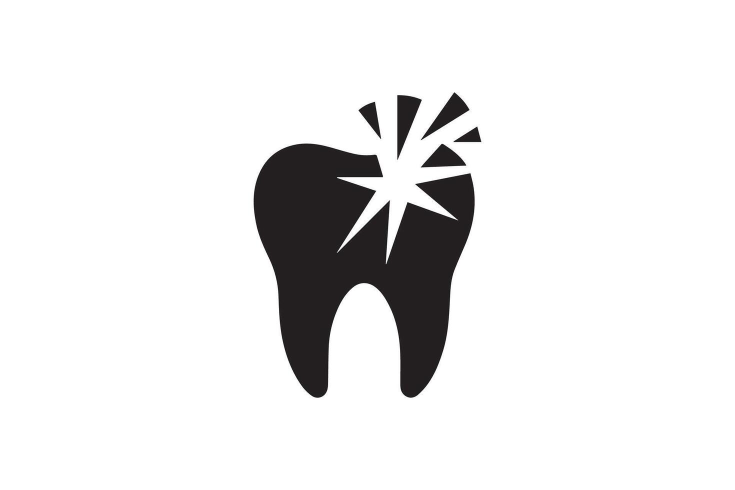 Tooth icon with broken tooth on white background vector