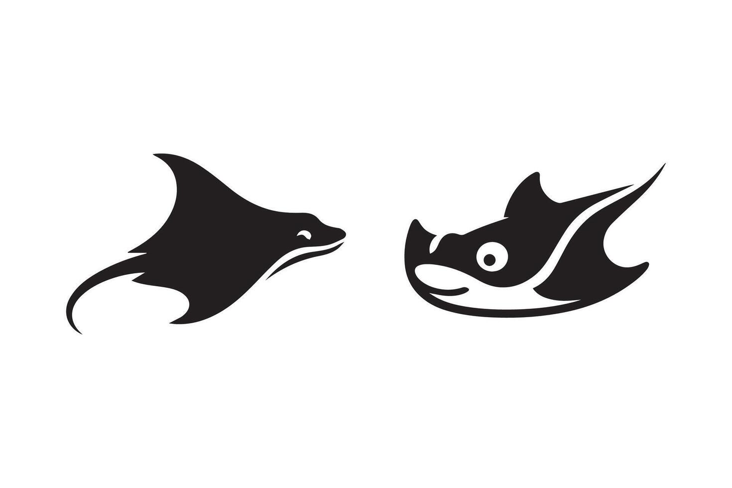 Two black and white images of stingrays vector
