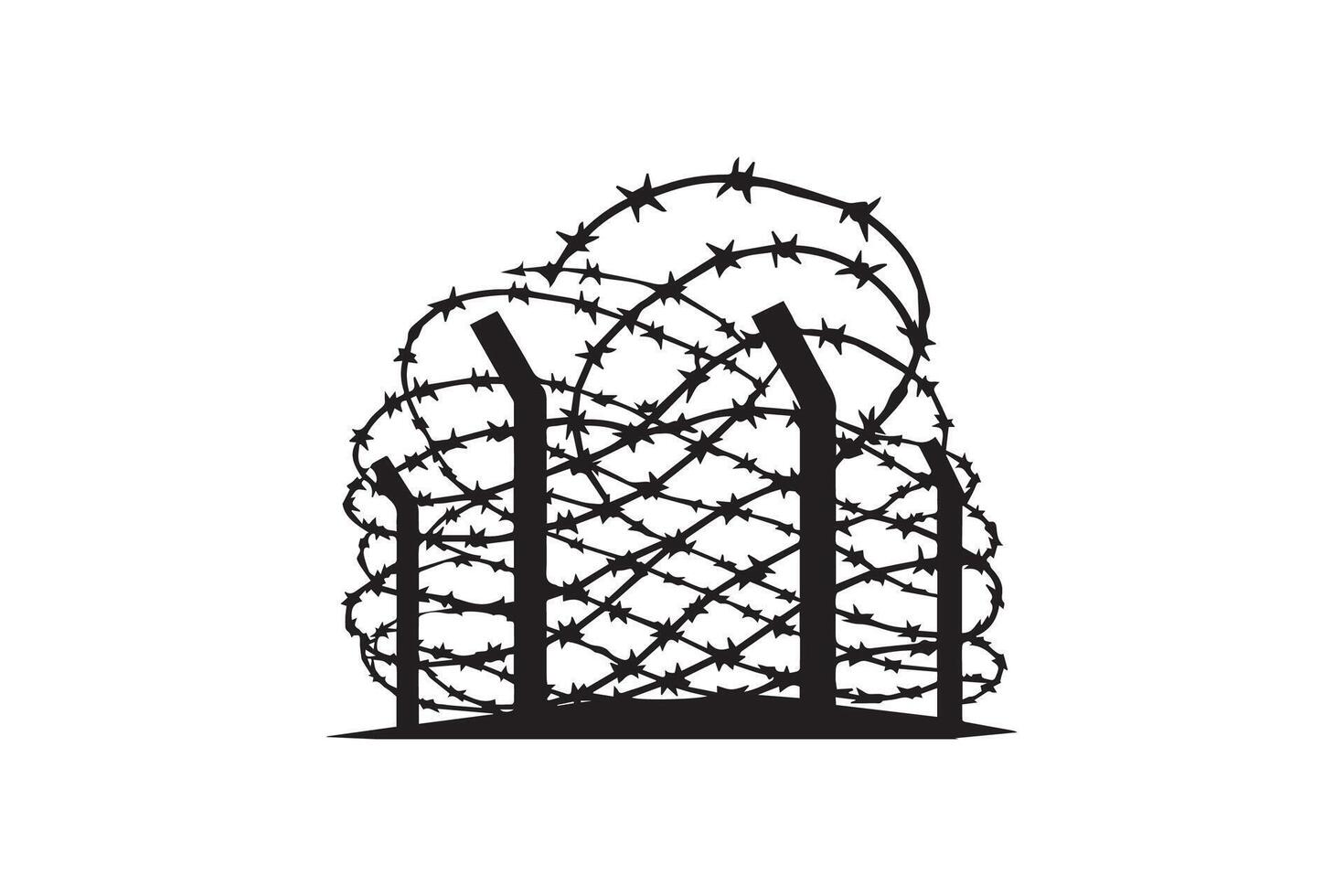 Barbed wire fence with barbed wire fence illustration vector