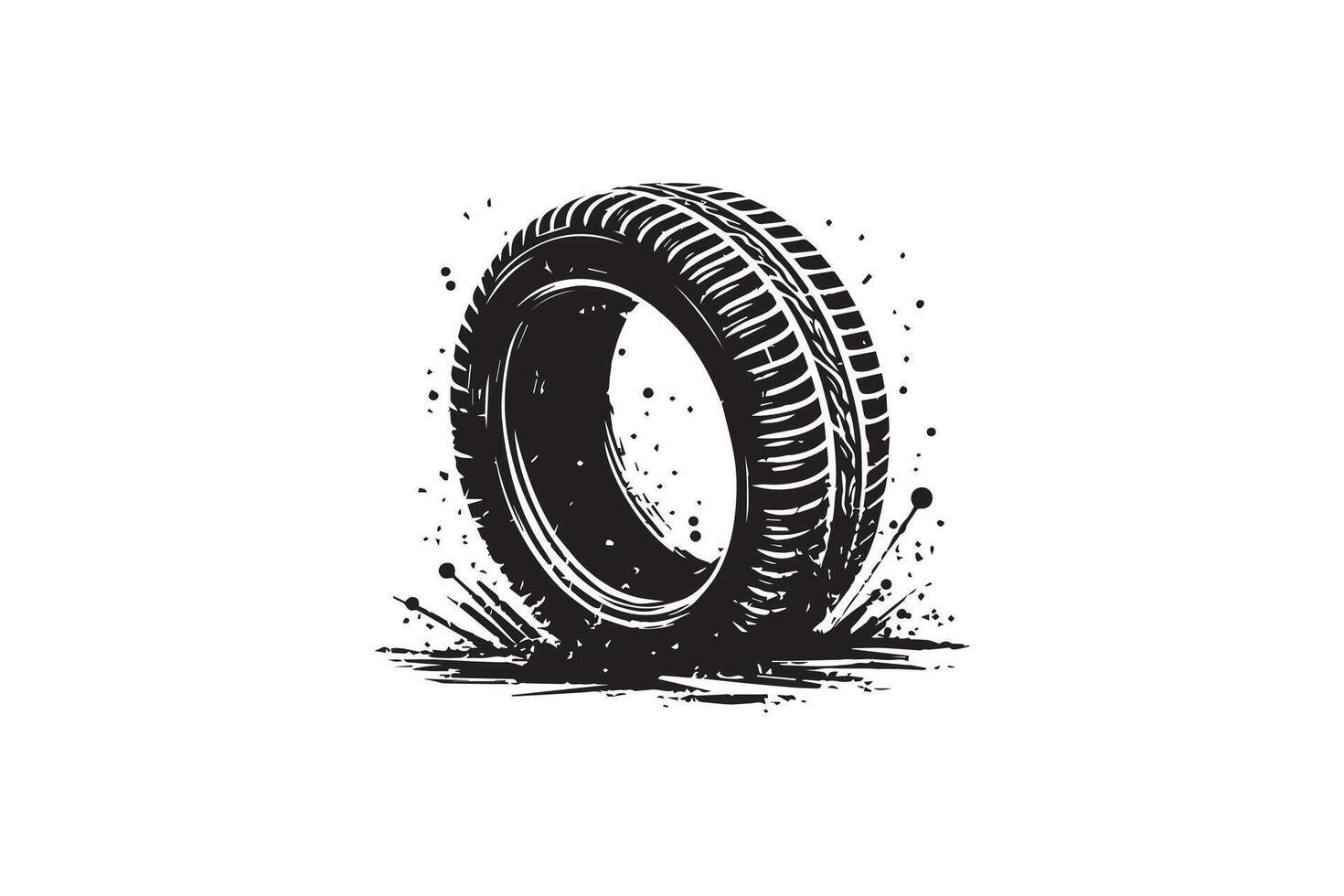 A tire is shown in black and white on a white background vector