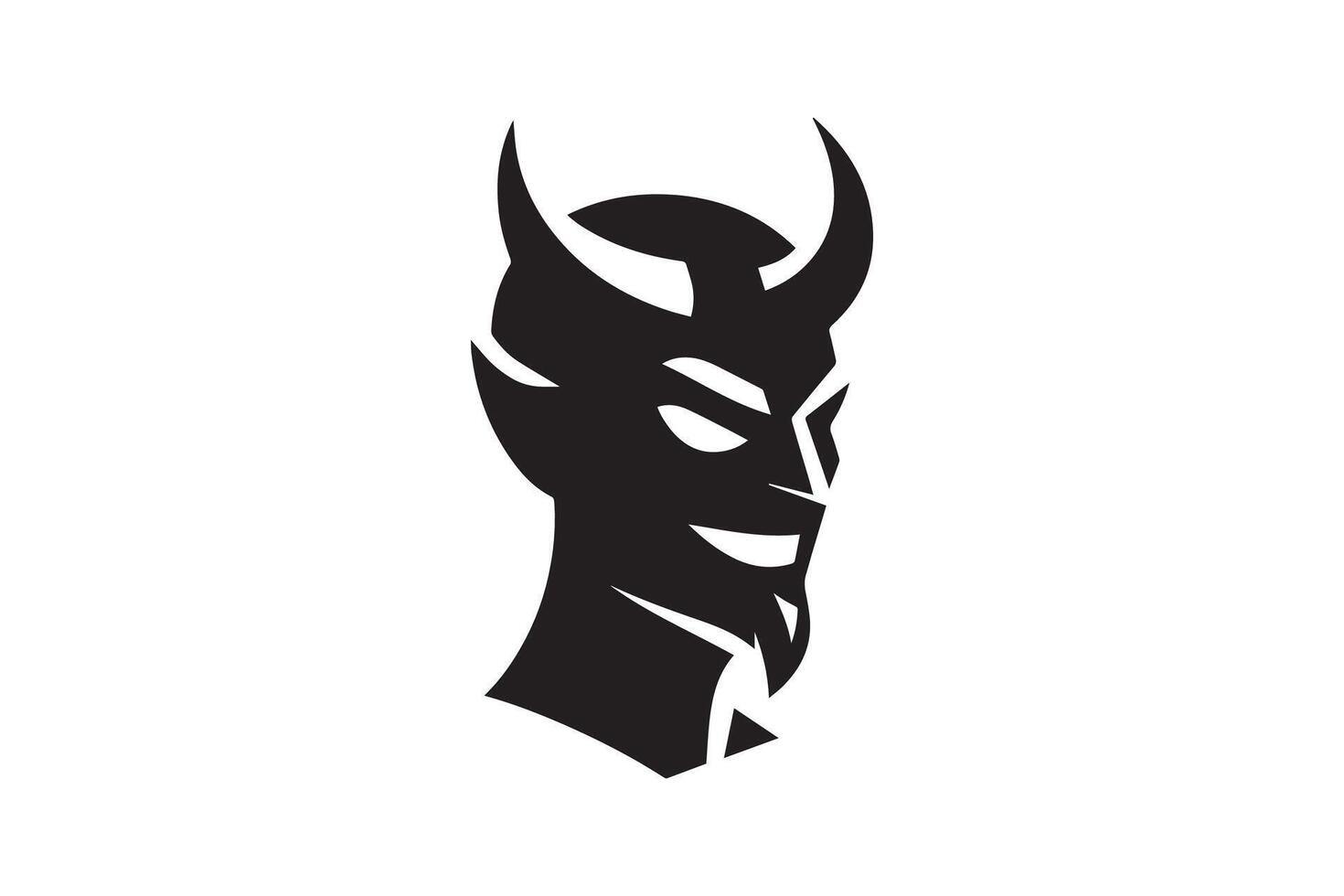 A black and white logo of a devil head vector
