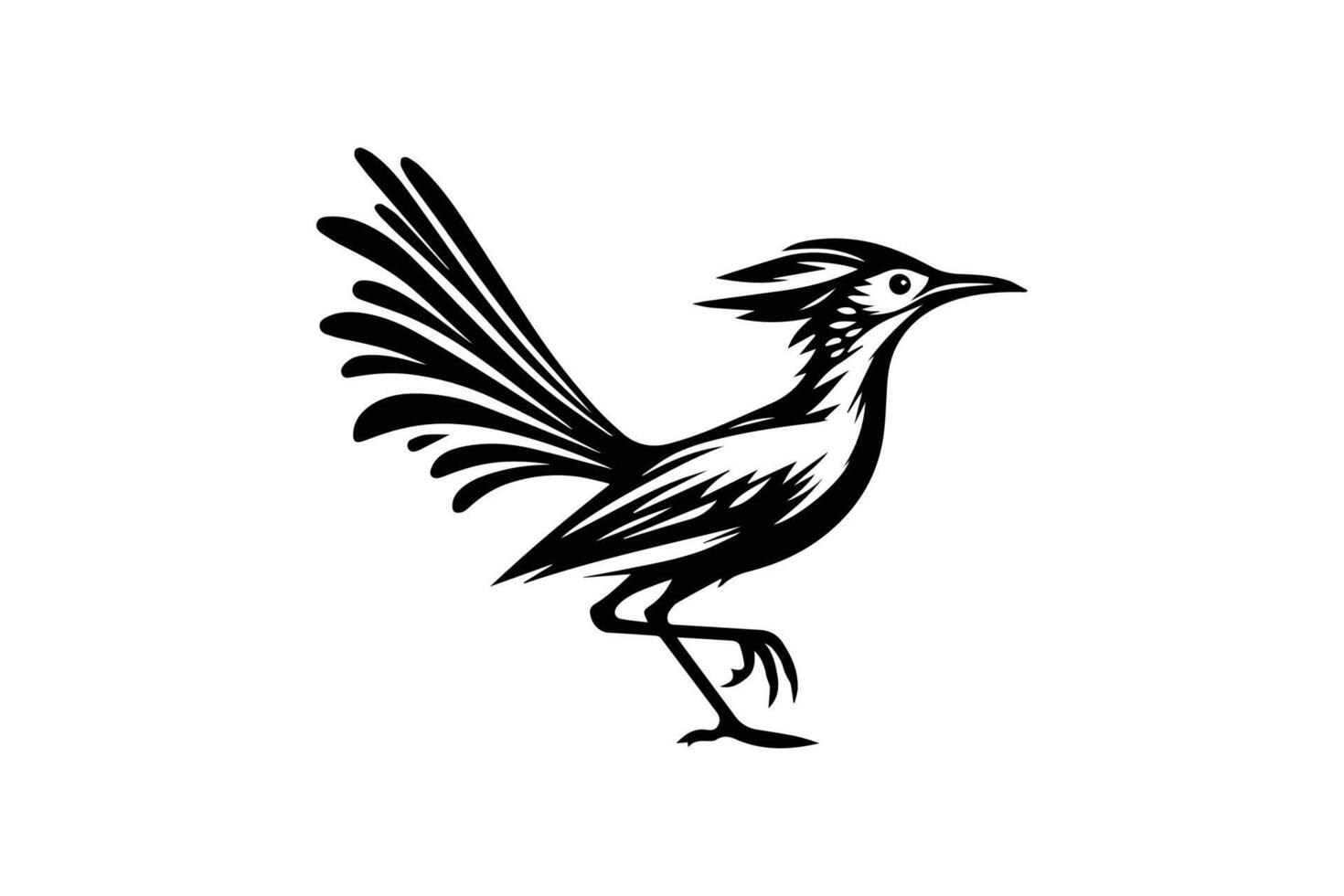 A black and white illustration of a bird vector