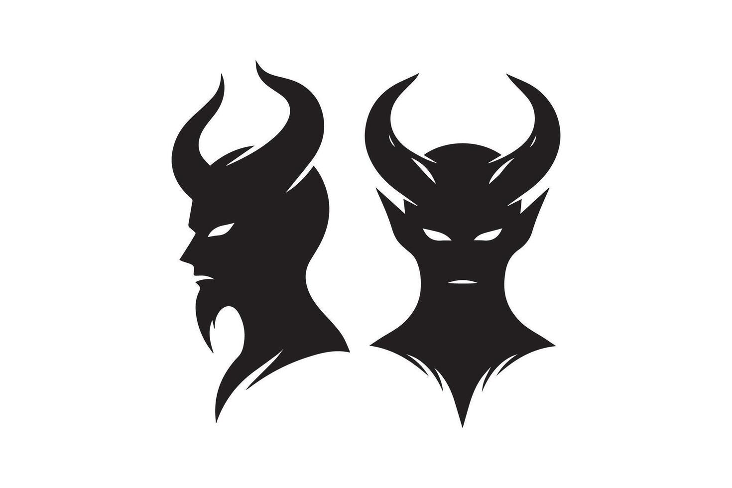 Two demon heads with horns on a white background vector