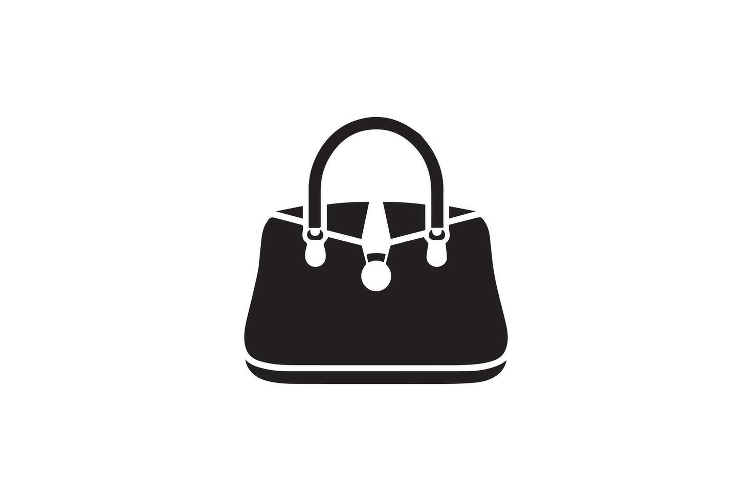 A black and white handbag icon on a white background vector