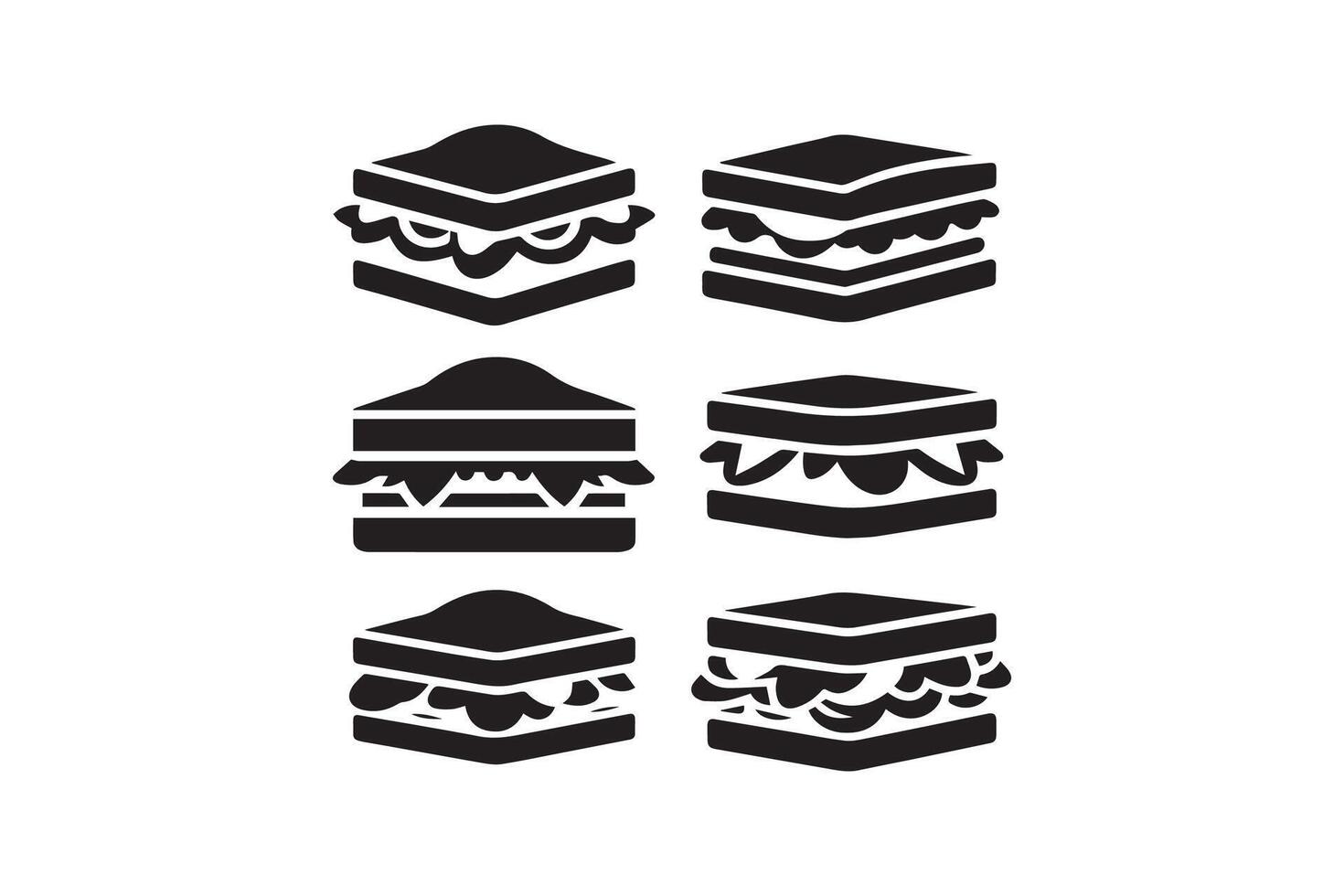 A set of six hamburgers on a white background vector