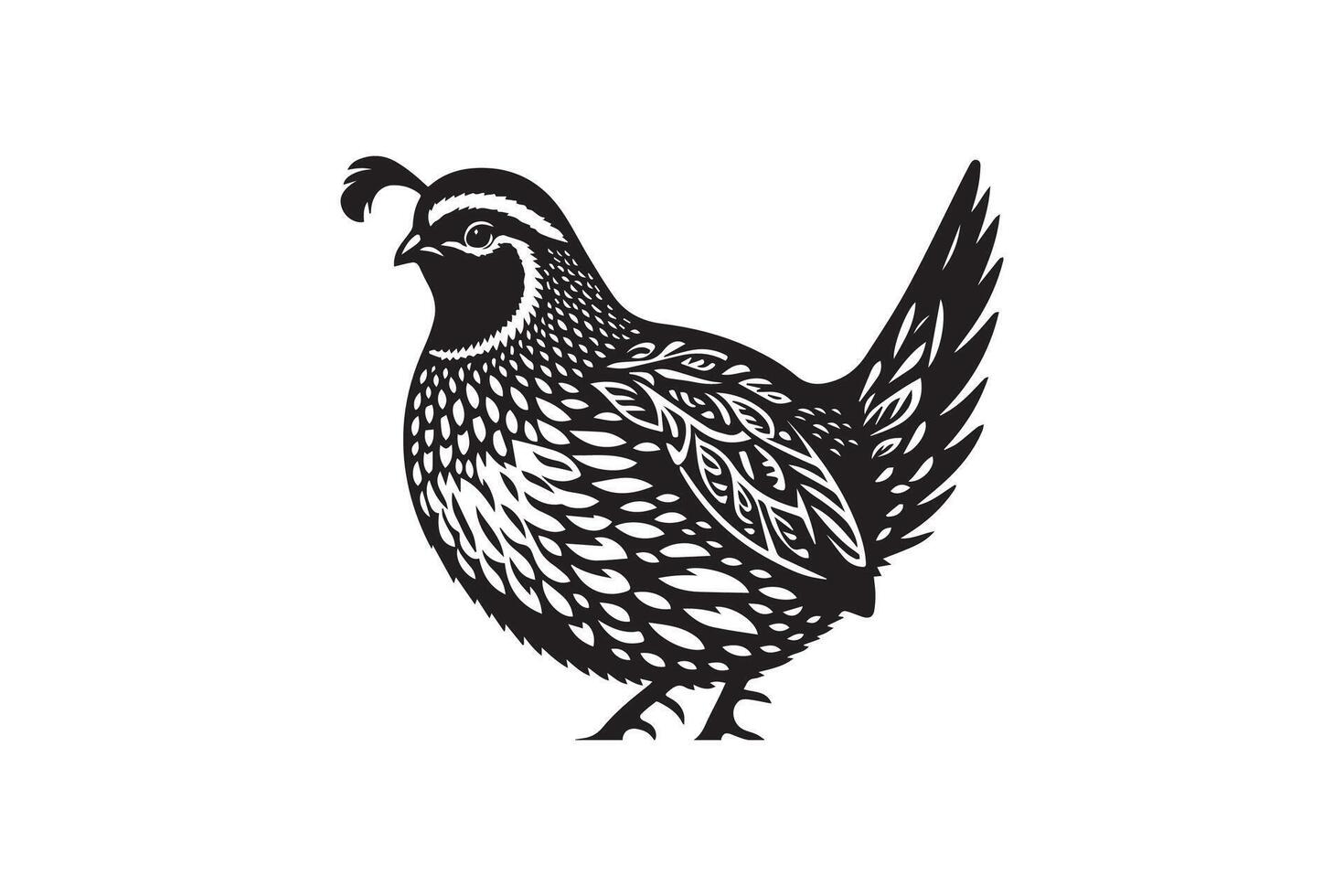 A black and white drawing of a pheasant vector