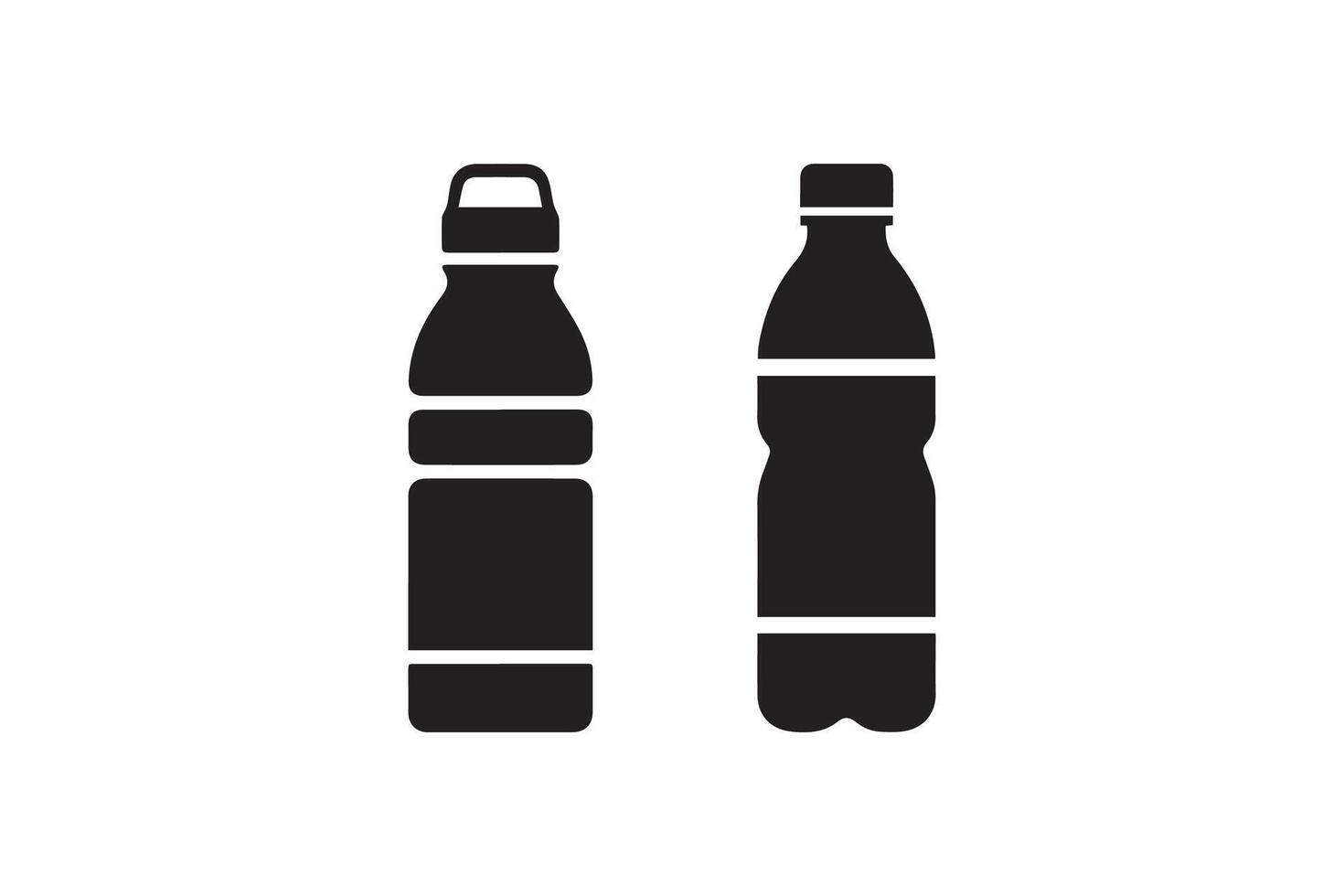 Two black and white bottles of water on a white background vector