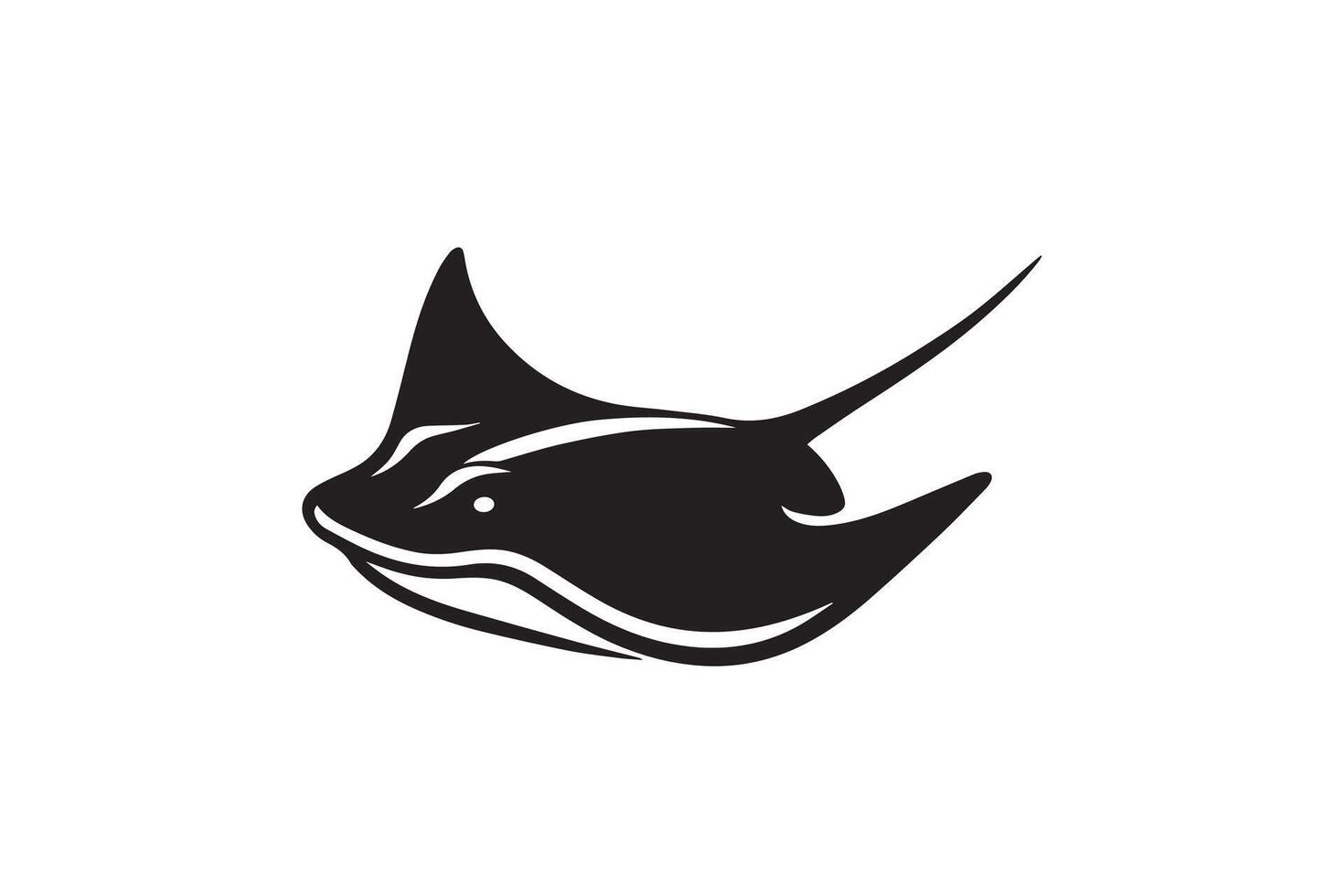 A black and white illustration of a sting ray vector