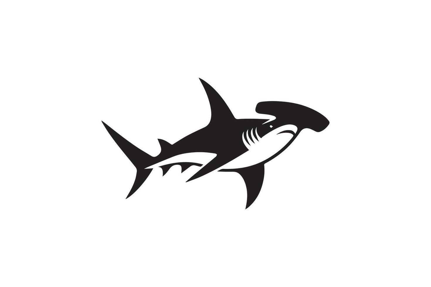 A black and white shark logo on a white background vector