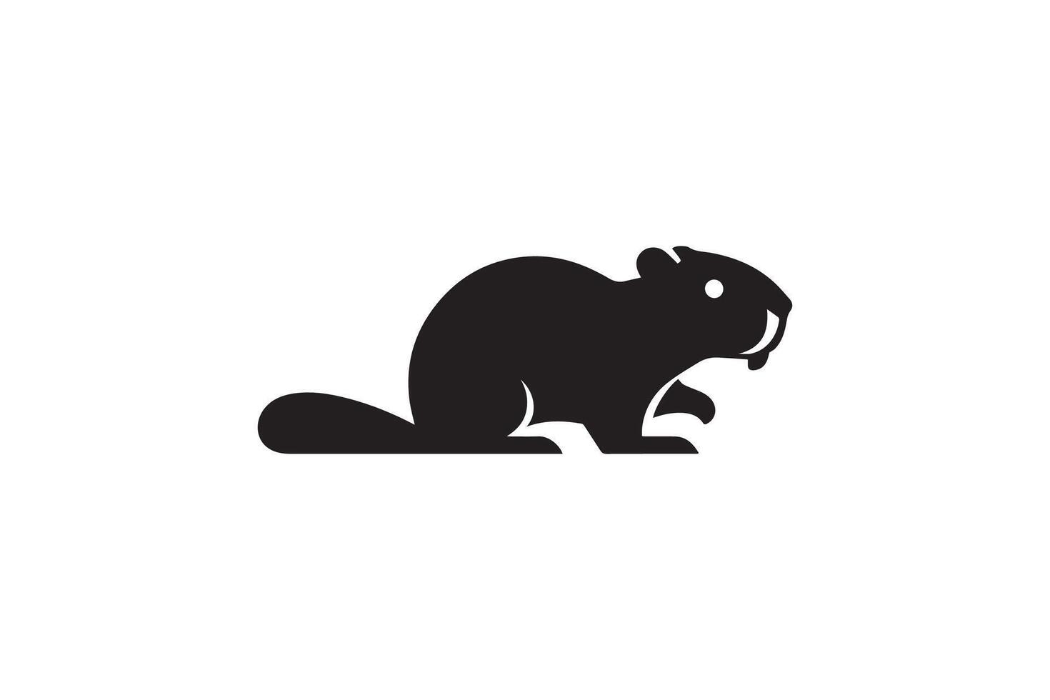 A black and white logo of a beaver vector