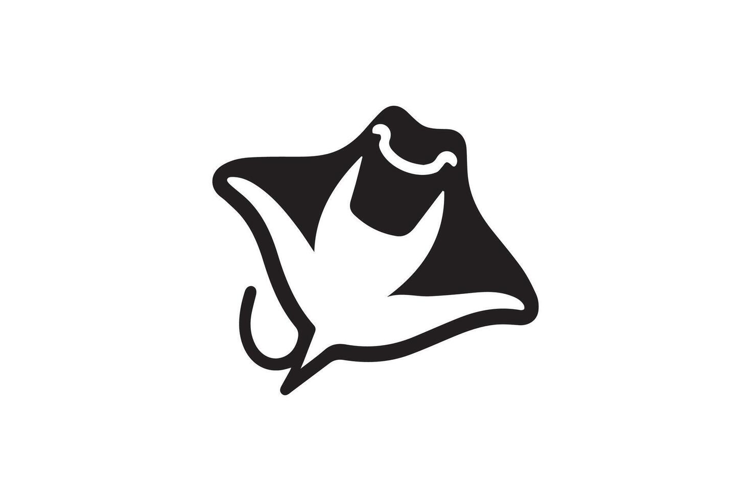 A black and white logo of a sting ray vector