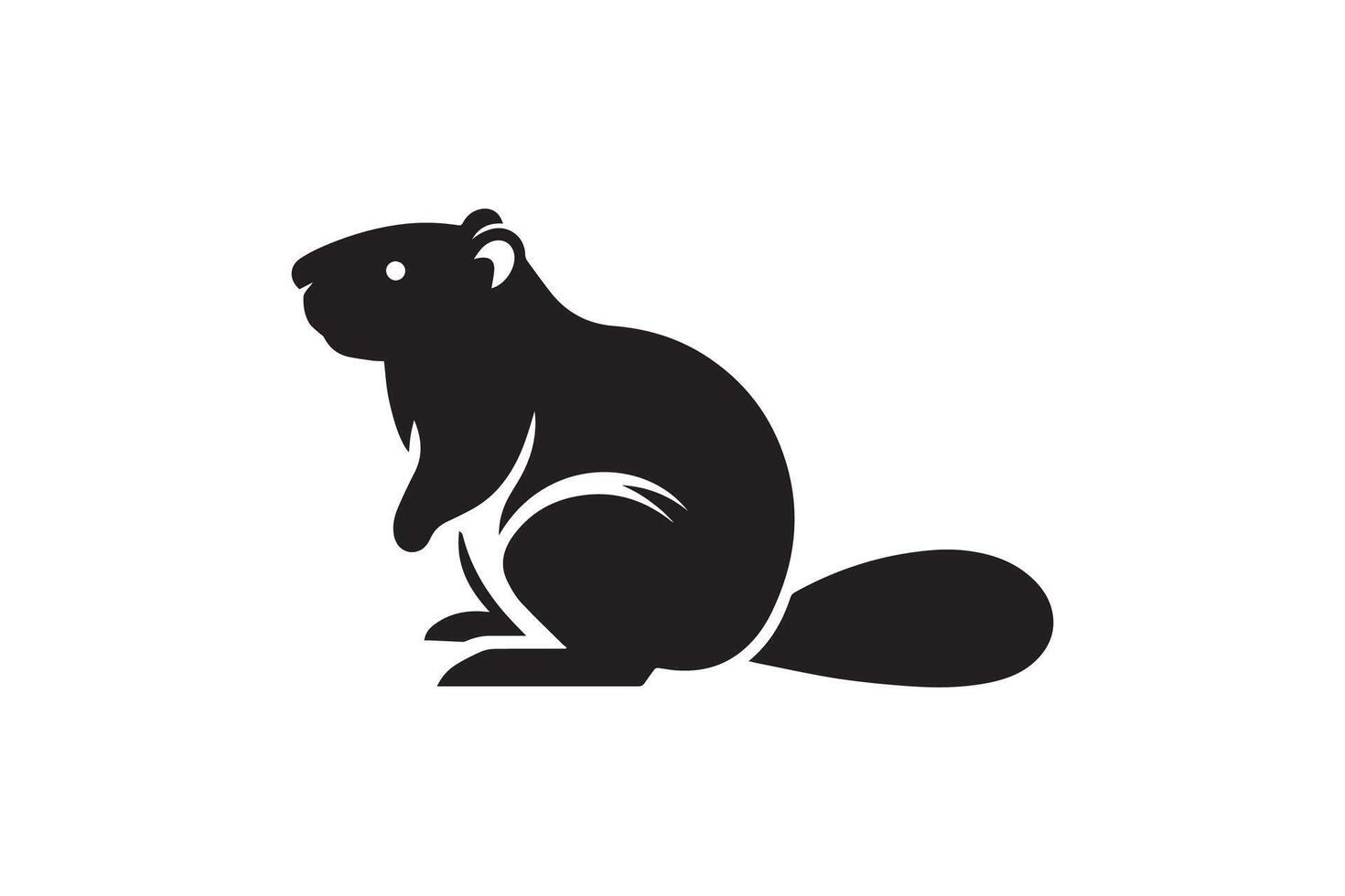 A black and white silhouette of a squirrel vector