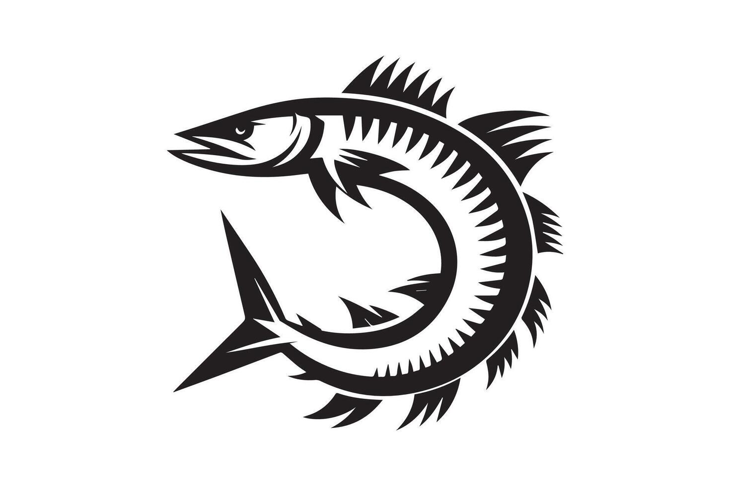 A fish logo with a black and white design vector