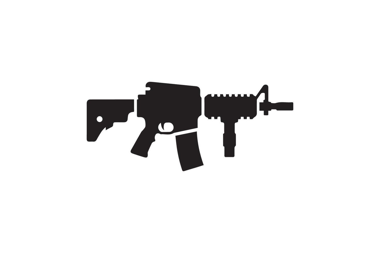 An ar - 15 rifle is shown in a black silhouette vector