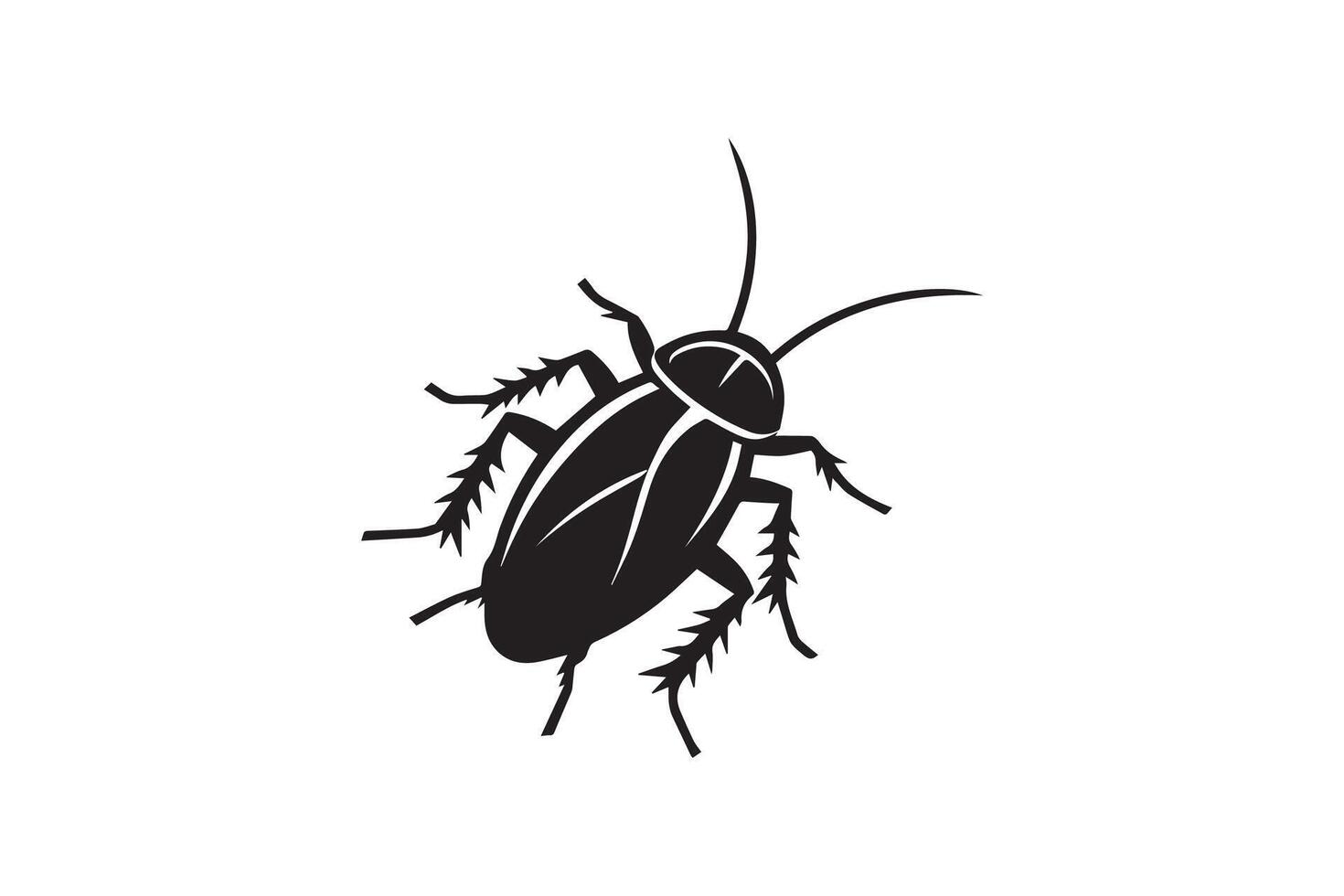 A black and white illustration of a cockroach vector