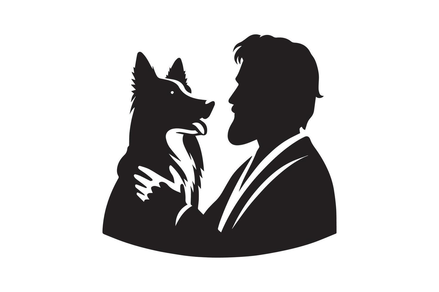 A man with a dog in his arms vector