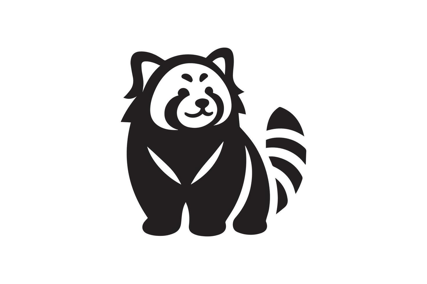 A black and white logo of a red panda vector