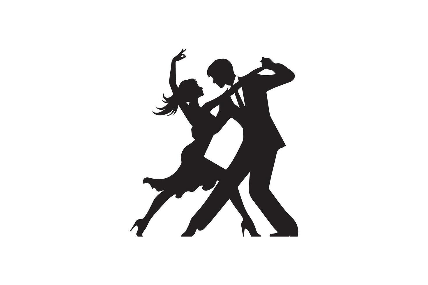 A silhouette of a couple dancing in the style of the tango vector