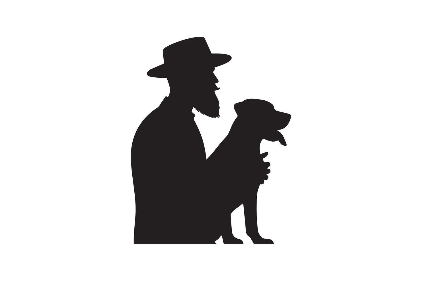 A silhouette of a man with a dog vector