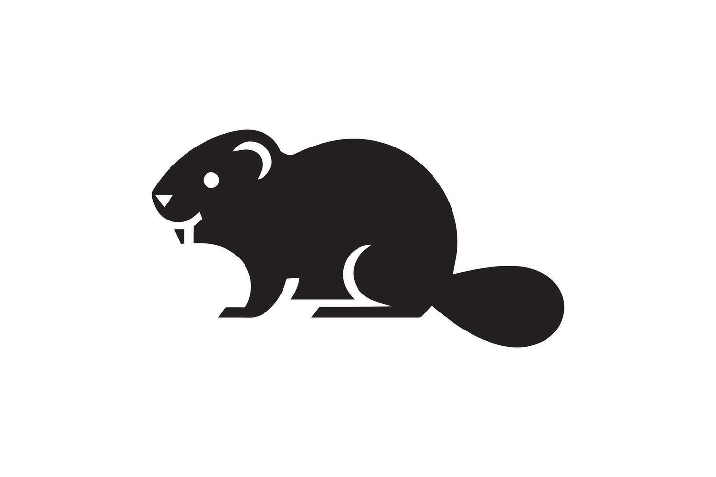 A black and white illustration of a beaver vector