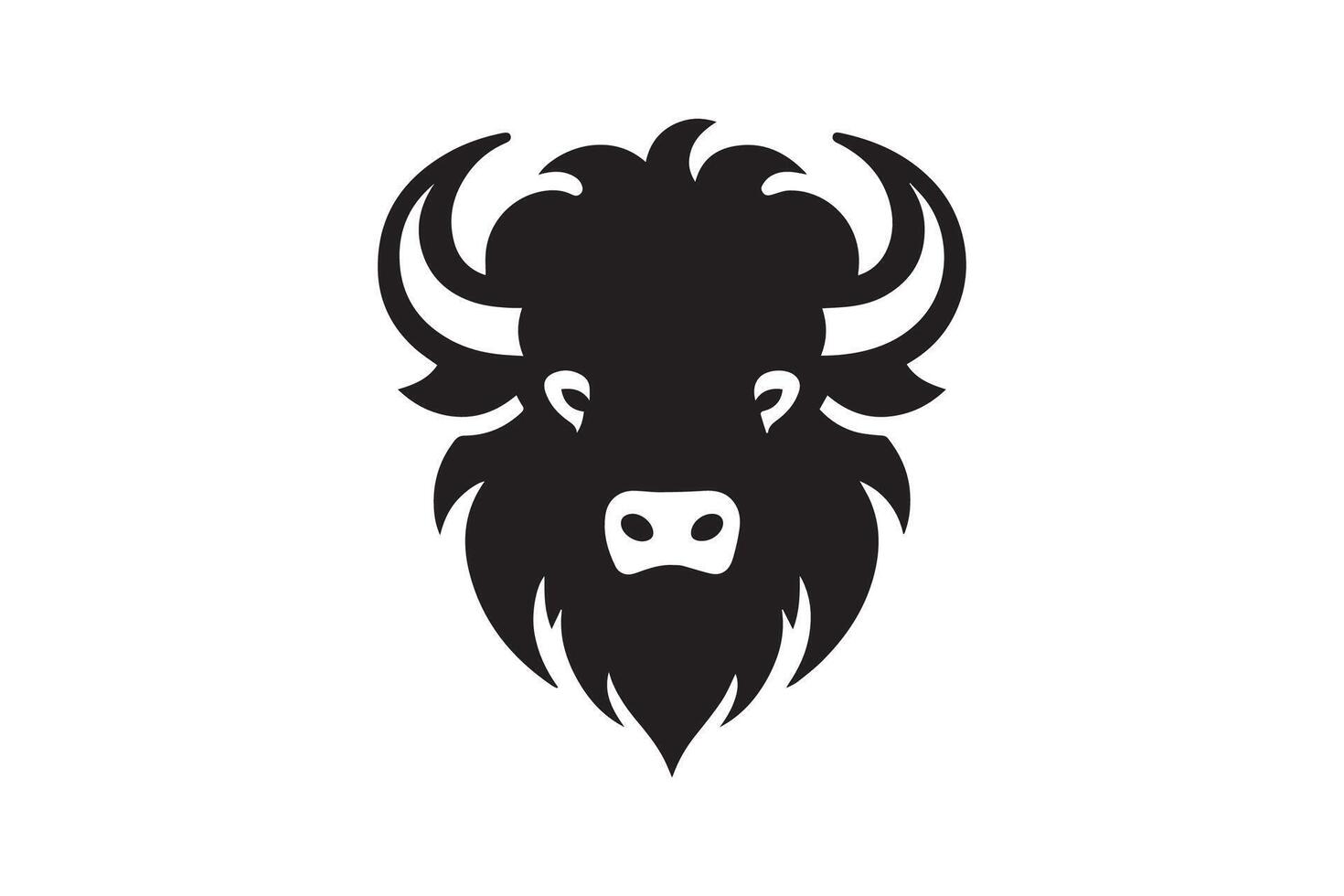 A black and white buffalo head logo vector