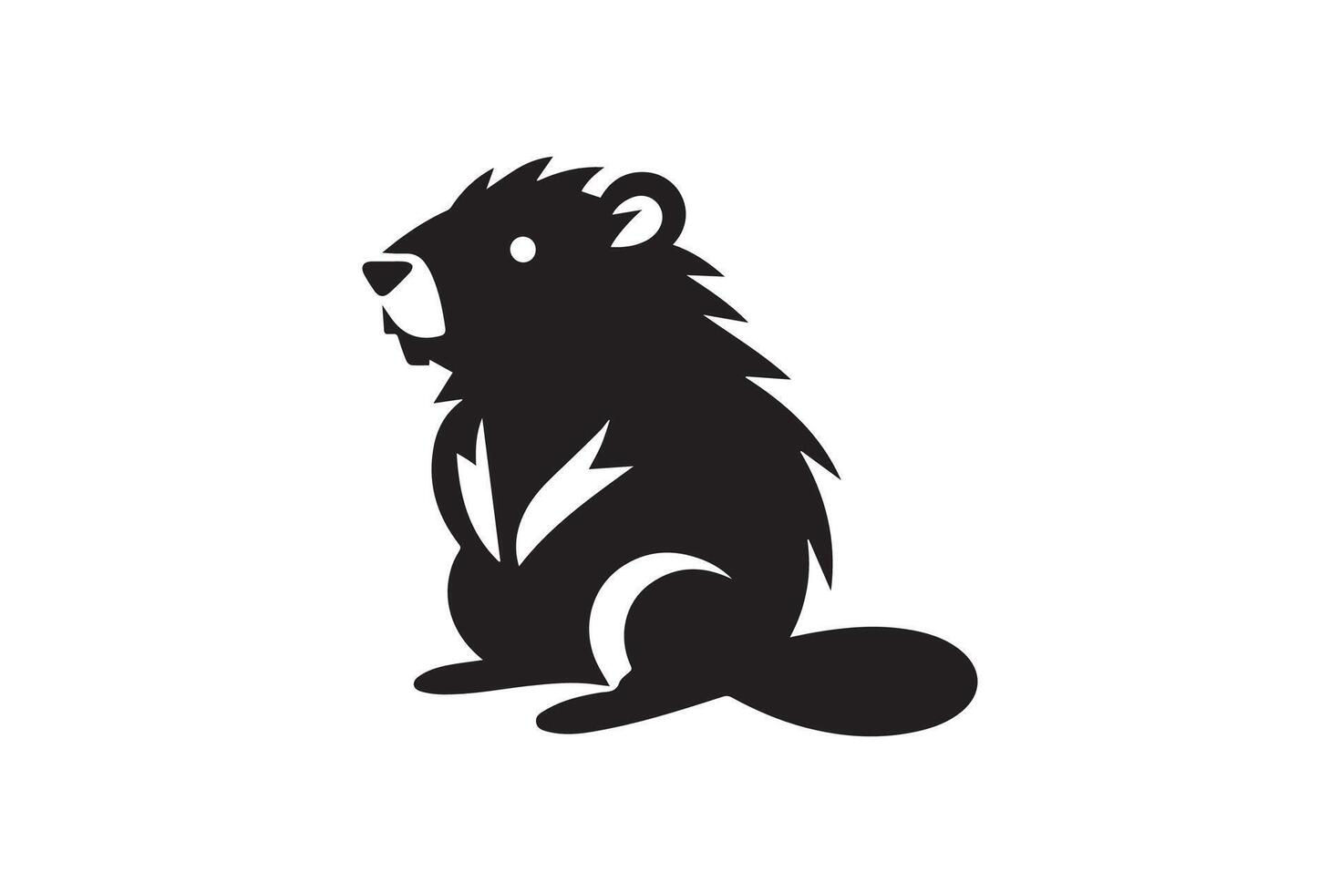 A black and white illustration of a groundhog vector