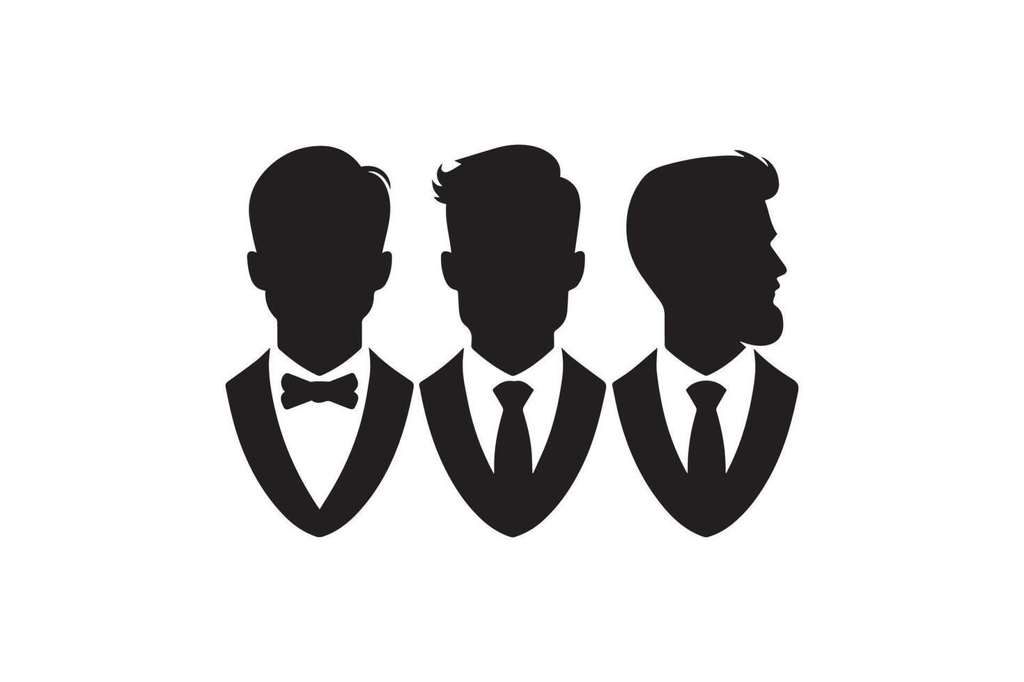 Three men in suits with bow ties vector