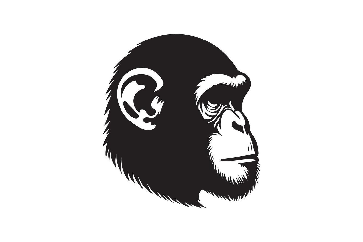 A black and white logo of a chimpanzee vector
