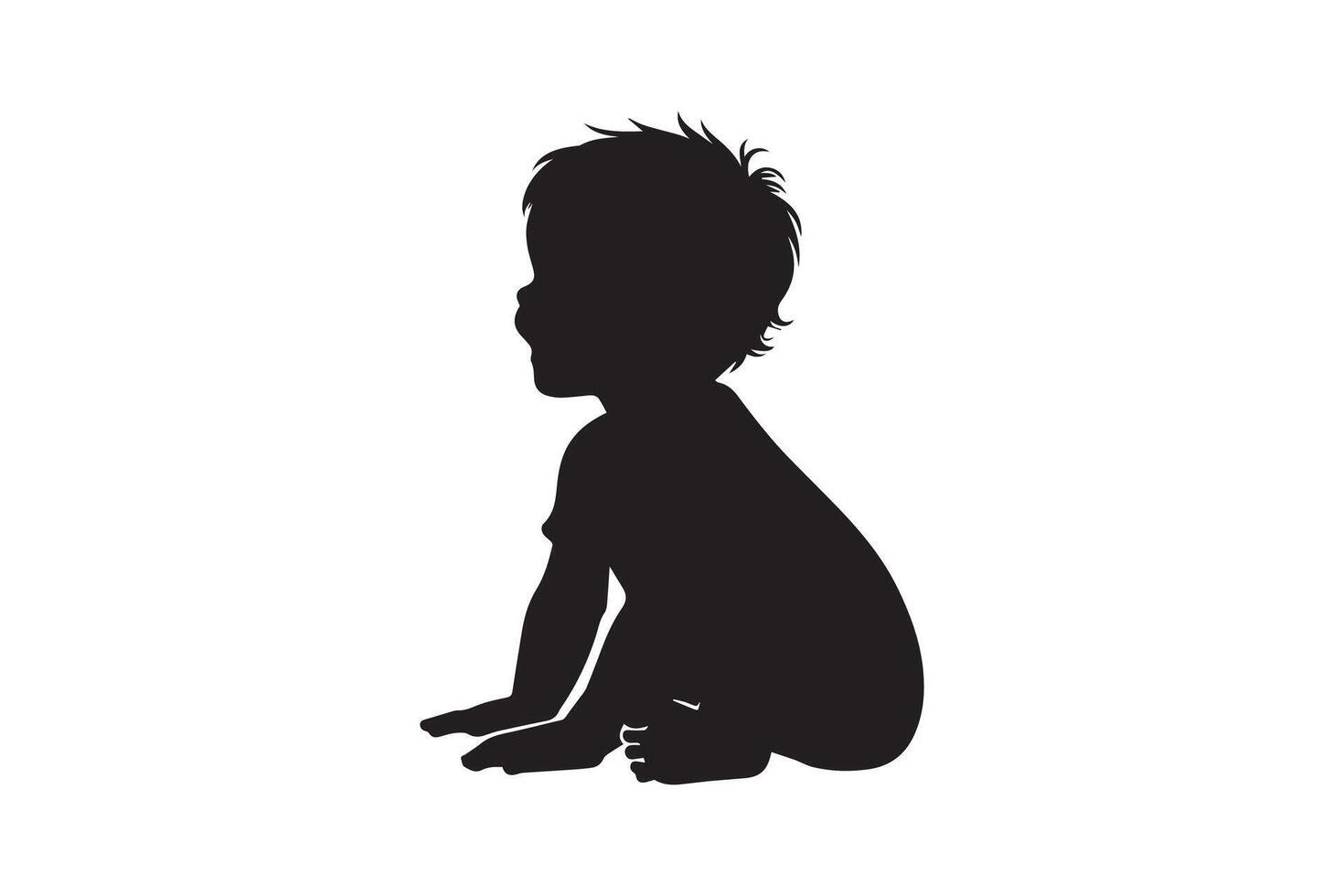 Silhouette of a baby sitting on the floor vector