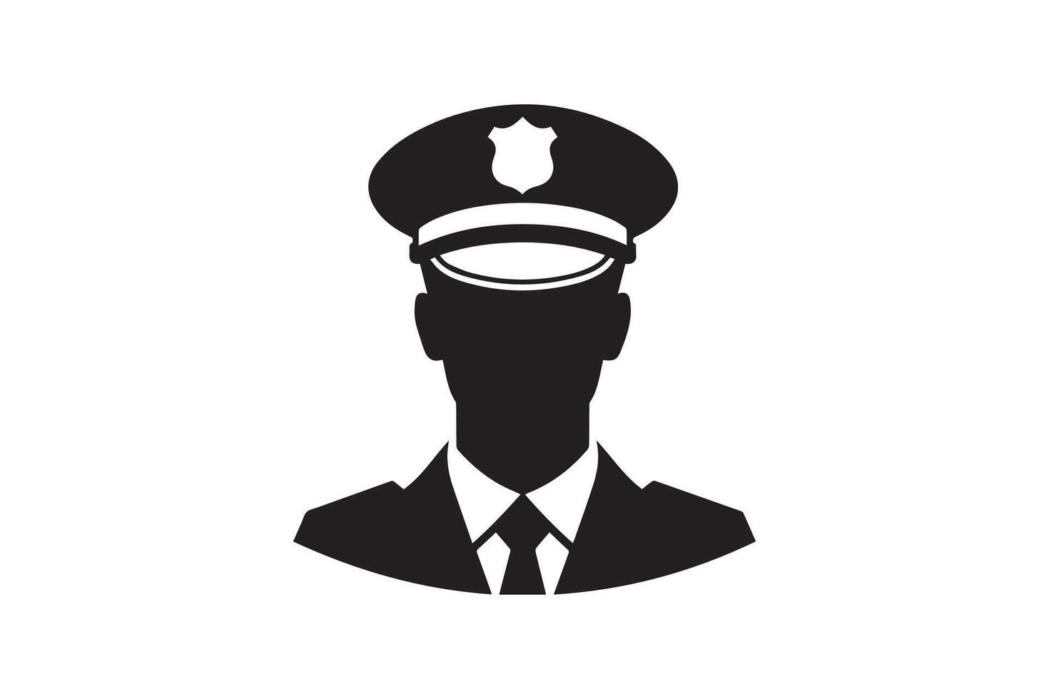 Police officer silhouette icon in black and white vector