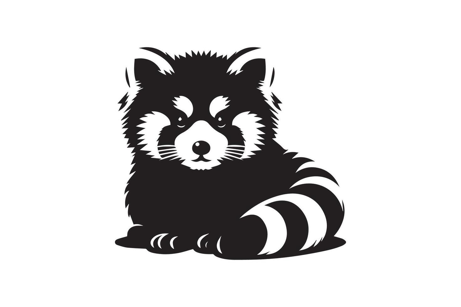 A black and white raccoon sitting on the ground vector