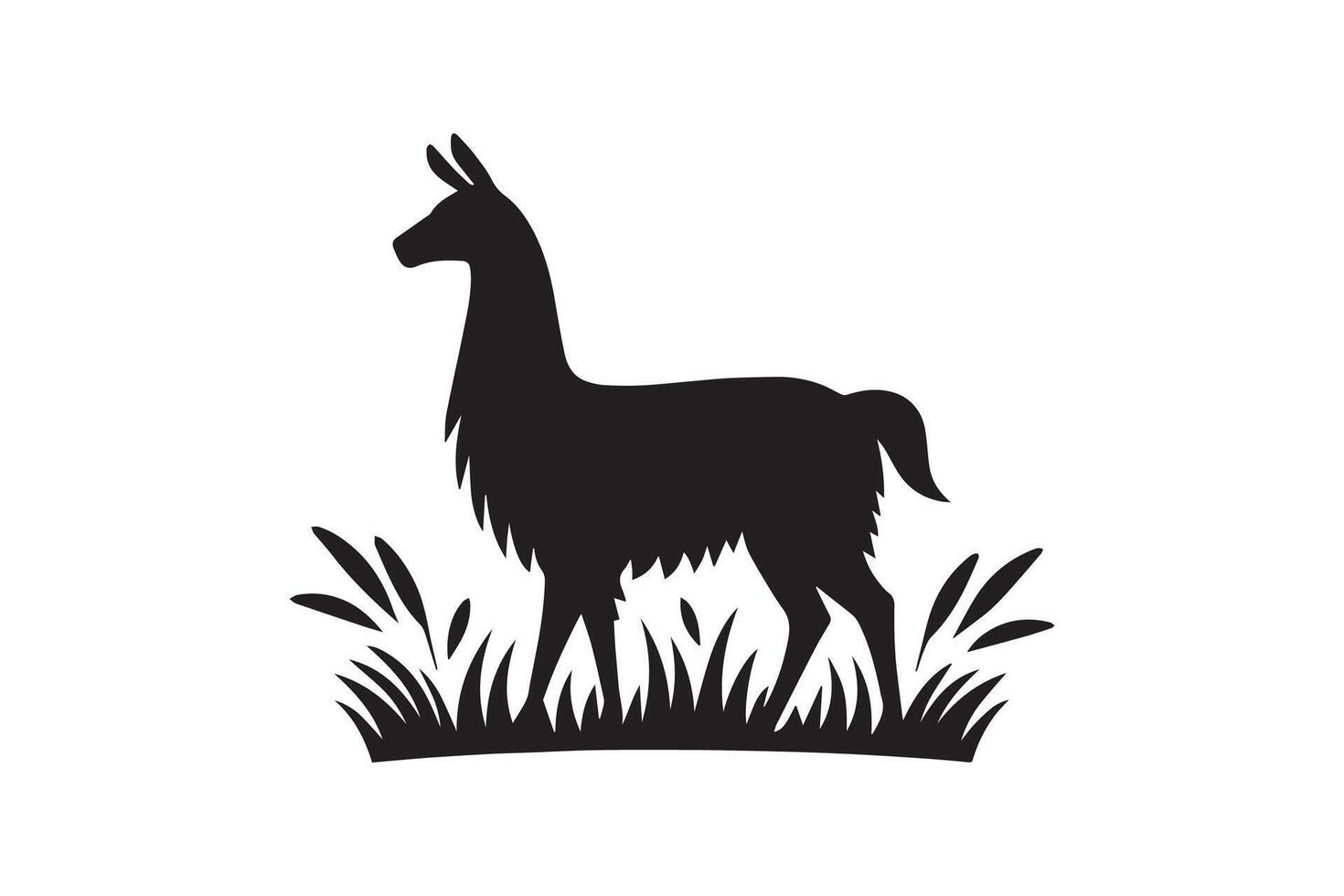 Llama silhouette on white background vector
