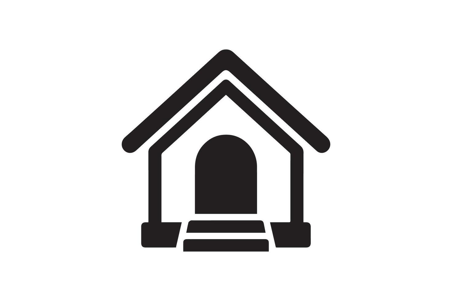 A black and white illustration of a house with a door vector